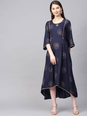Navy-blue printed liva kurtas-and-kurtis 1