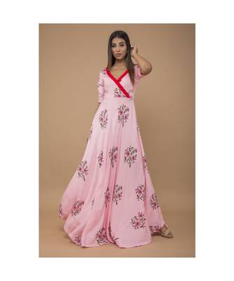 Pink Rayon Printed Dress 1