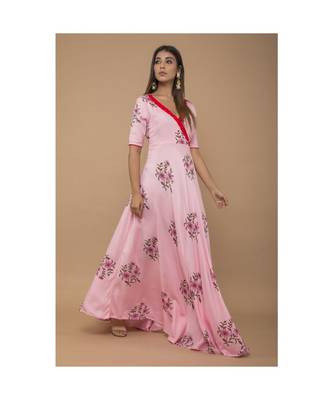 Pink Rayon Printed Dress 2