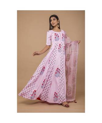 Pink Long Anarkali Dress With Dupatta 1