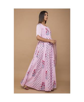 Pink Long Anarkali Dress With Dupatta 2