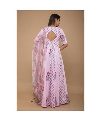 Pink Long Anarkali Dress With Dupatta 3