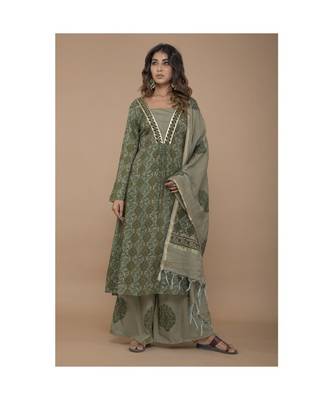 Green Kurta Palazzo with Dupatta Set 1