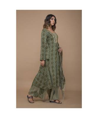 Green Kurta Palazzo with Dupatta Set 2