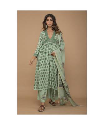 Rayon Handblock Kurta set with dupatta 1