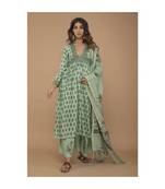 Rayon Handblock Kurta set with dupatta