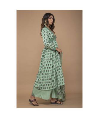 Rayon Handblock Kurta set with dupatta 2