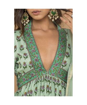 Rayon Handblock Kurta set with dupatta 4
