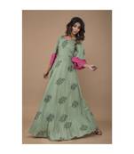 Green Floral Printed long Dress