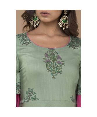 Green Floral Printed long Dress 3