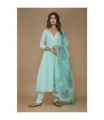 Blue Cotton Suit Set with Dupatta