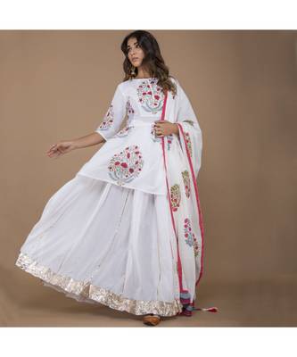 White Block Print lehenga set 1