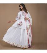 White Block Print lehenga set