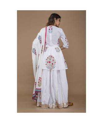 White Block Print lehenga set 3