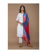 White Kurta Set with Bandhej Dupatta