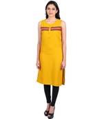 Mustard printed rayon stitched kurti