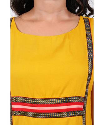 Mustard printed rayon stitched kurti 5