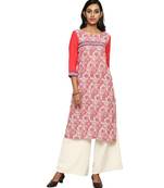 Red printed rayon stitched kurti