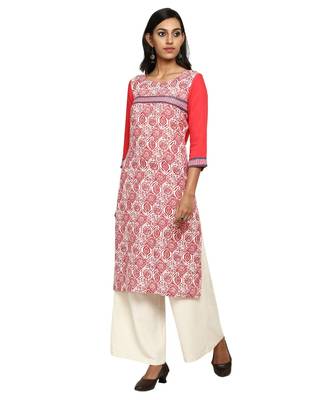 Red printed rayon stitched kurti 2