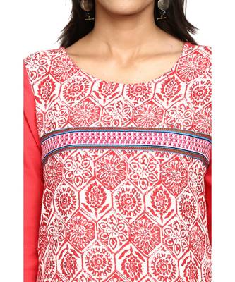 Red printed rayon stitched kurti 5