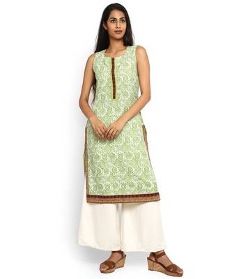 Green printed rayon stitched kurti 1