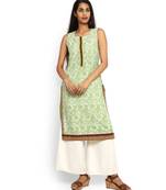 Green printed rayon stitched kurti