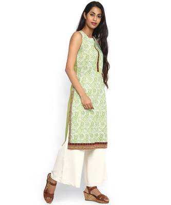 Green printed rayon stitched kurti 2