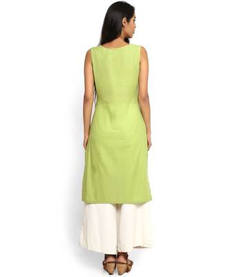 Green printed rayon stitched kurti 4