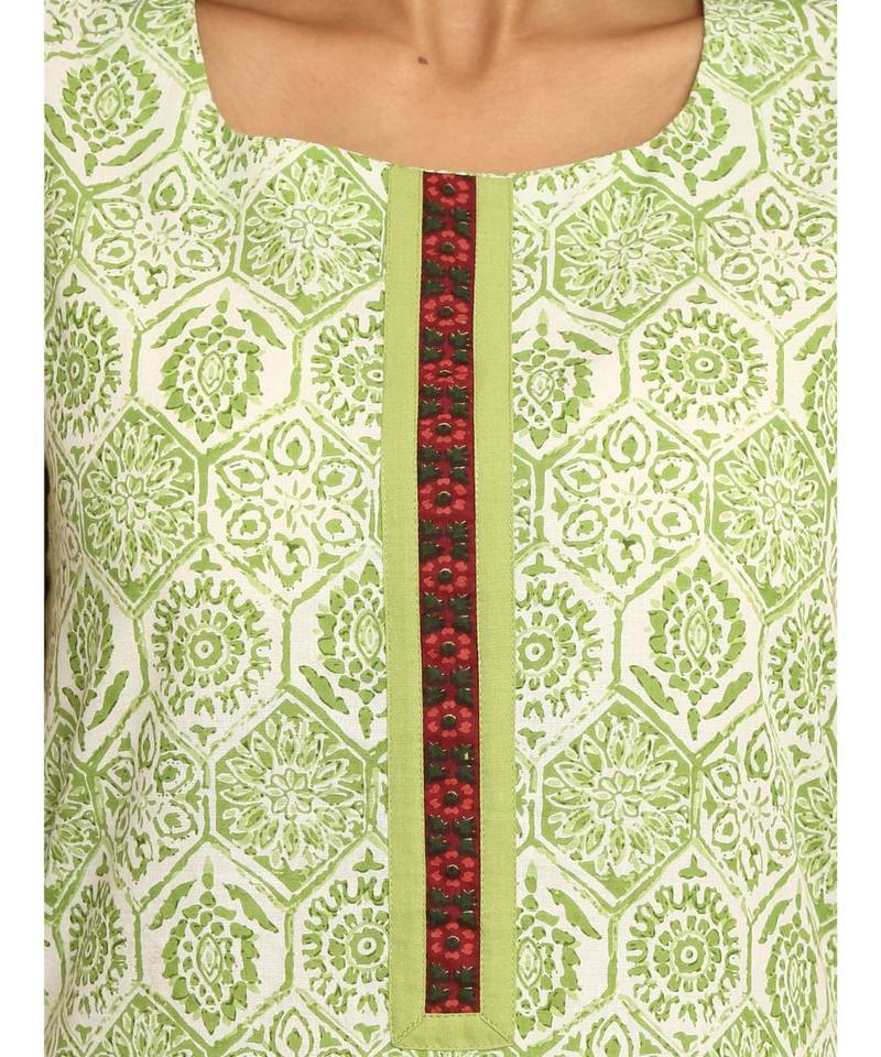 Green printed rayon stitched kurti