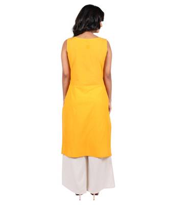 Mustard printed rayon stitched kurti 4