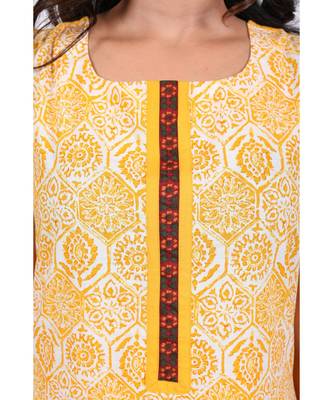 Mustard printed rayon stitched kurti 5