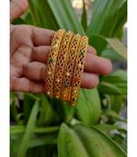 Gold Plated Multicolour Stone Studded Designer Bangles Set Of 4