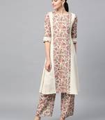 Women's Off white Digital Flared Flex Kurta Palazzo Set