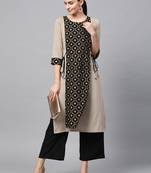 Women's Nude gold print Straight Crepe Kurta Palazzo Set