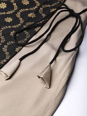 Women's Nude gold print Straight Crepe Kurta Palazzo Set 5