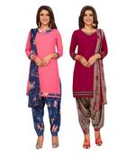 Women's Pack Of 2 Synthetic Printed Unstitched Dress Material Combo