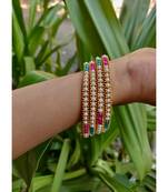 Gold Plated Multicolor Stone Studded Bangles Set Of 4