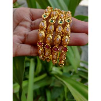 Multicolor Stone Bangles Set Of 4 1