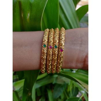 Multicolor Stone Bangles Set Of 4 5