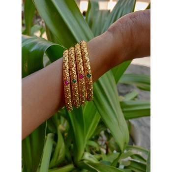 Multicolor Stone Bangles Set Of 4 6