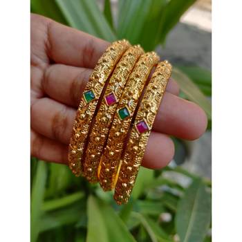 Multicolor Stone Bangles Set Of 4 1