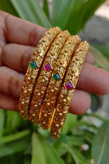 Multicolor Stone Bangles Set Of 4
