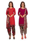Women's Pack Of 2 Synthetic Printed Unstitched Dress Material Combo