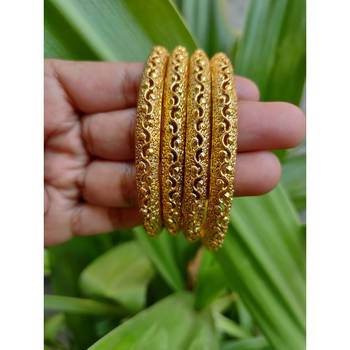 Gold Plated Designer Bangles Set Of 4 4
