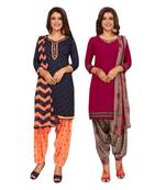 Women's Pack Of 2 Synthetic Printed Unstitched Dress Material Combo