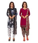 Women's Pack Of 2 Synthetic Printed Unstitched Dress Material Combo