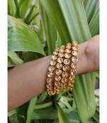 Traditional Ethnic Gold Plated Kundan White and Golden,Bangle Set Jewellery for Women and Girls. Set of Four Bangles.