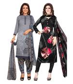 Women's Pack Of 2 Synthetic Printed Unstitched Dress Material Combo