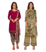 Women's Pack Of 2 Synthetic Printed Unstitched Dress Material Combo