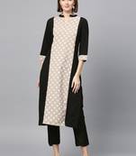 Women's Black khadi print Straight Crepe Kurta Palazzo Set
